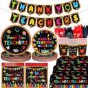 185Pcs Teacher Appreciation Party Supplies Teacher Appreciation Decorations Teacher Appreciation Banner Thank You Teachers Tableware