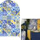 Mediterranean Positano Tile Porcelain Arch Backdrop Cover for Wedding Bridal Shower Birthday Party Decoration,Elastic Spandex (7.2FT (7.2x4ft),1179)