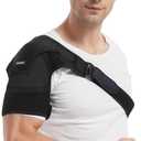 Shoulder Brace for Men and Women - Adjustable Stability Sleeve Wrap for Torn Rotator Cuff - AC Joint Pain Relief - Tendonitis - Fits Right or Left Shoulder Support (Black, S-M)