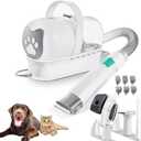 Pet Grooming Kit Pet Grooming Vacuum with Vacuum Clipper, Electric Nail Grinder, Paw Trimmer, Deshedding Tool, 6 Guide Combs, White