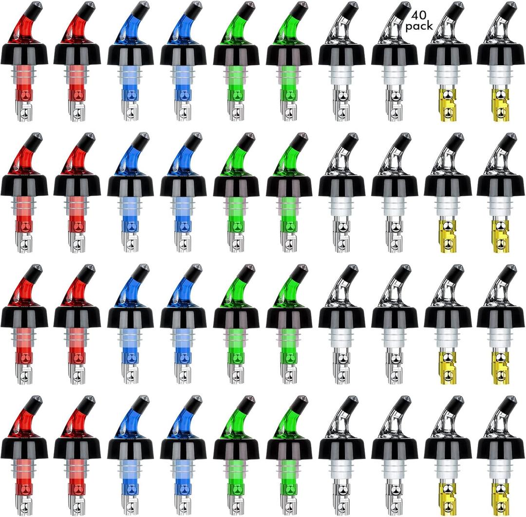 SuproBarware Automatic Measured Bottle Pourer Liquor Bottle Pourer Quick Shot Dispenser 1oz Liquor Pour Spout for Alcohol,Wine,Spirits, Home Bar Kitchen Tools 40 Pack