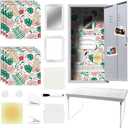 17Pcs Locker Set with Magnetic Accessories, Whiteboard, Shelf, Mirror, Rug & More for School Lockers Tropical Style (Tropical)