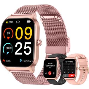 Smart Watch for Women Fitness Tracker: Rose Gold Bluetooth Make Answer Call Digital Mens watches Waterproof Run Smartwatch Android Phone iPhone Samsung Compatible Sleep Heart Rate Monitor Pedometer