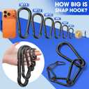 50Pack Carabiner Clips Heavy Duty, 3.2 Large Spring Snap Hooks Bulk, Galvanized Black Carabiners for Camping, Solid Spring Clips for Home Gym Hanging Hammocks Swing Hiking-500lbs Holding Capacity