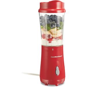 Hamilton Beach Portable Blender for Shakes and Smoothies with 14 Oz BPA Free Travel Cup and Lid, Durable Stainless Steel Blades for Powerful Blending Performance, Red (51101RV)
