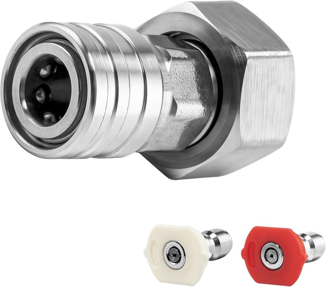 Garden Hose to High Pressure Washer Attachment, Turn Water Hose into Power Washer Adapter 3/4 Female GHT to 1/4 Quick Connect, with 2 Nozzles Tips, Orifice 4.0