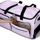 Mavii Dance Bag with Garment Rack, 28 Inch Rolling Duffel, Ideal for Competitions & Travel, Water-resistant/Wipe-clean Fabric, Lightweight Aluminum Rack, Wheeled Upright Luggage, Lavender
