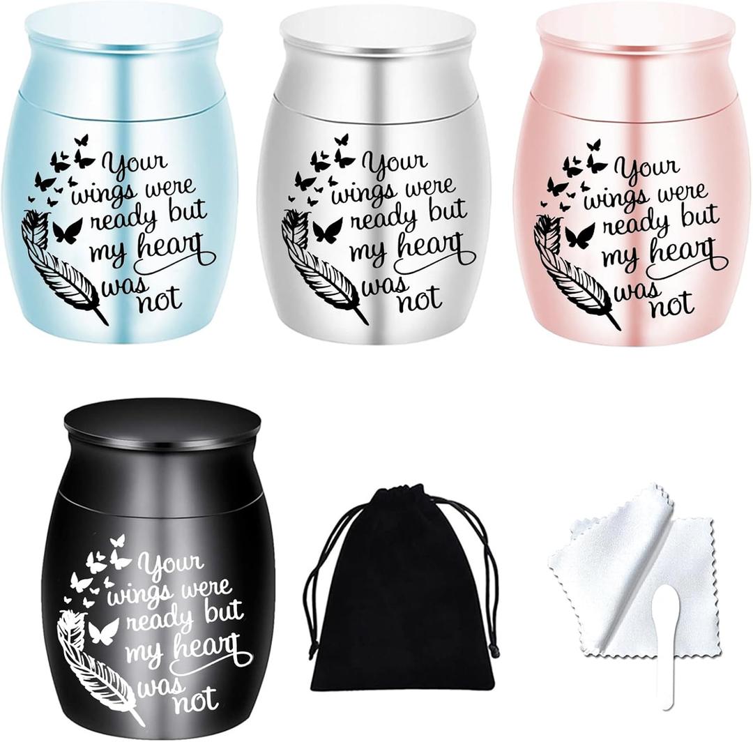 Mini Cremation Urns for Human Ashes Small Urns for Memorial Decorative Funeral Burial Urn for Male Female Ashes-4-Piece Set (4Pcs)