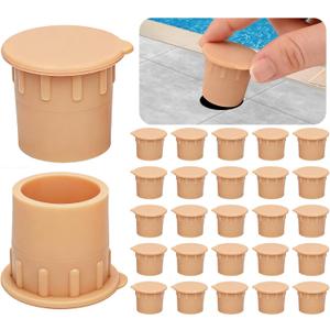 Pool Fence Caps 25Pcs Silicone Pool Fence Hole Caps with Easy Pull Tab, Pool Deck Sleeve & Patio Ground Plugs for 1-Inch Removable Safety Fence,Weatherproof,Compatible with Most Pool Barrier Systems