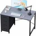 Pamray 32 Inch Computer Desk with 4 Drawers Small Office Desk for Home Bedroom Study Writing Simple Modern Computer Table Grey