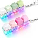 2 Pack Keyboard Fidget Toy Light Up Clicky & Silent Keyboard Clicker Fidget Keychain Quiet Fidget Toys for Adults, Sensory Toy for Boost Focus & Calm Anxiety at Work, Travel Stress Relief Gifts