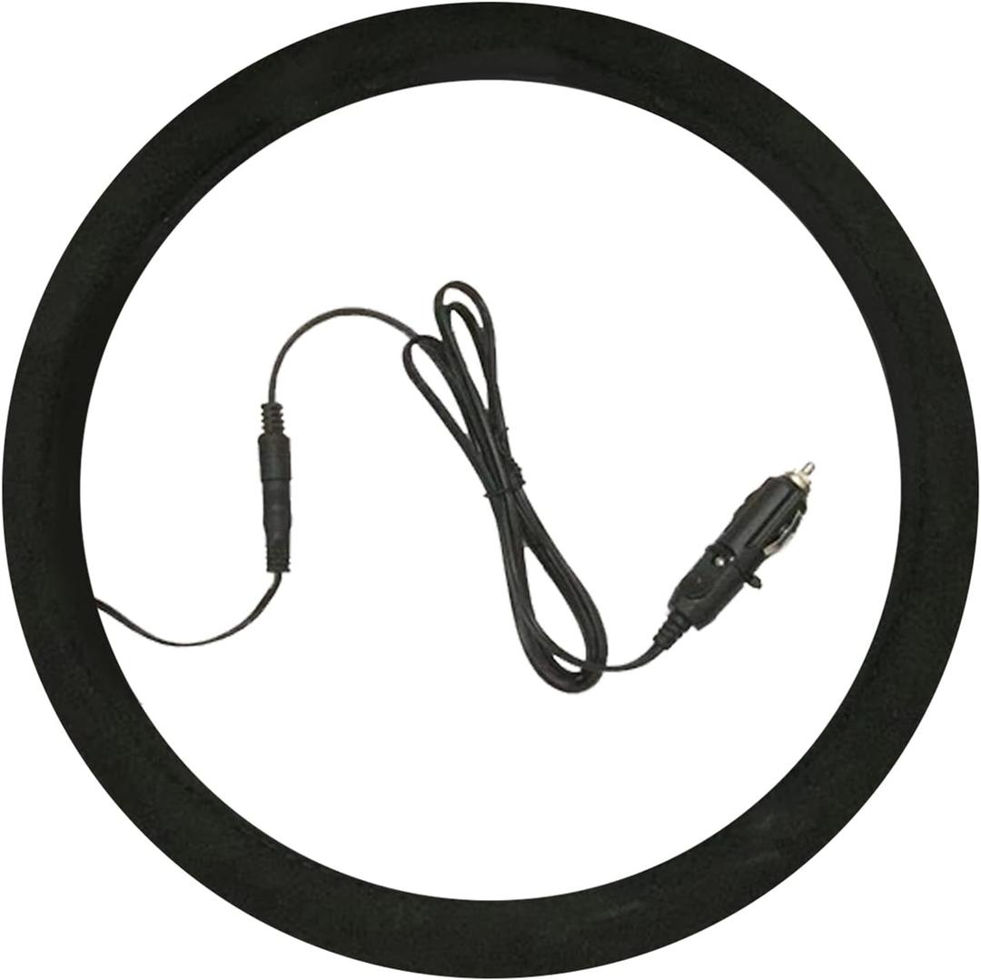 ZJchao Auto Heated Steering Wheel Cover, 90 S Quickly Heating to 100-120 Universal Size for Most Cars Trucks SUVs with Spiral Cable Design Suede Fabric, Diameter 38cm/14.96in