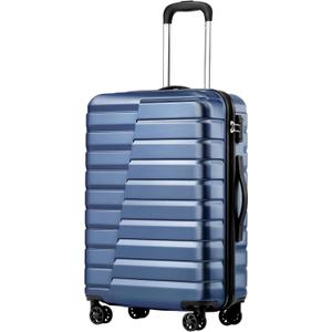 Coolife Carry On Luggage Airline Approved with Wheels Hard Shell Suitcase Spinner TSA Lock Telescopic Handle 20-inch,Blue