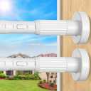 2 Pack White Long Tension Curtain Rod 41-146 Inch Outdoor Tension Shower Curtain Rod No Drilling for Window Patio No Slip Spliced Telescopic Design Easy to Install Never Rust Diameter 1.26 Inch