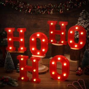 VIHOSE Christmas LED Letter Lights Sign Table Indoor Decoration Light up Letters Battery Powered Letter for Home Bar Christmas Party Bedroom Tabletop Indoor Decoration Gift (HOHOHO)