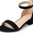 K KomForme Girls Sandals Low Heels Dress Pump Ankle Strap Open Toe Wedding Party Shoes, US 5