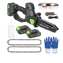 GALAX PRO 8 Inch Mini Chainsaw with Auto Oiler[2025 Upgraded]Handheld Cordless Electric Chain Saw with 2x2.0Amh Batteries for Outdoor Tree Branch Cutting,Home Improvement, Garden & Orchard Pruning