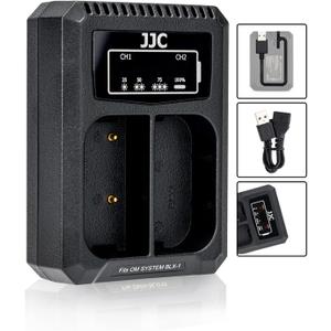 BLX-1 Battery Charger,Dual USB Charger for BLX-1 Battery, Compatible with Olympus OM System OM-1 OM-1 Mark II,Built-in USB Cable and USB-C Input + 40cm Extension Cable