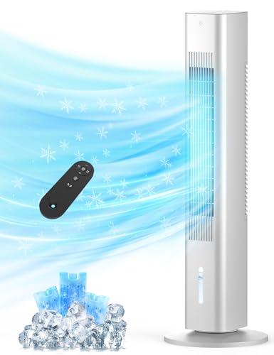 Windowless Portable Air Conditioner, Evaporative Air Cooler w/1.2L Water Tank, 3 Ice Packs, 7H Timer, 60° Swing, No Hose No Window Needed, 3-IN-1 Portable AC Unit for Room Bedroom Outdoor, white