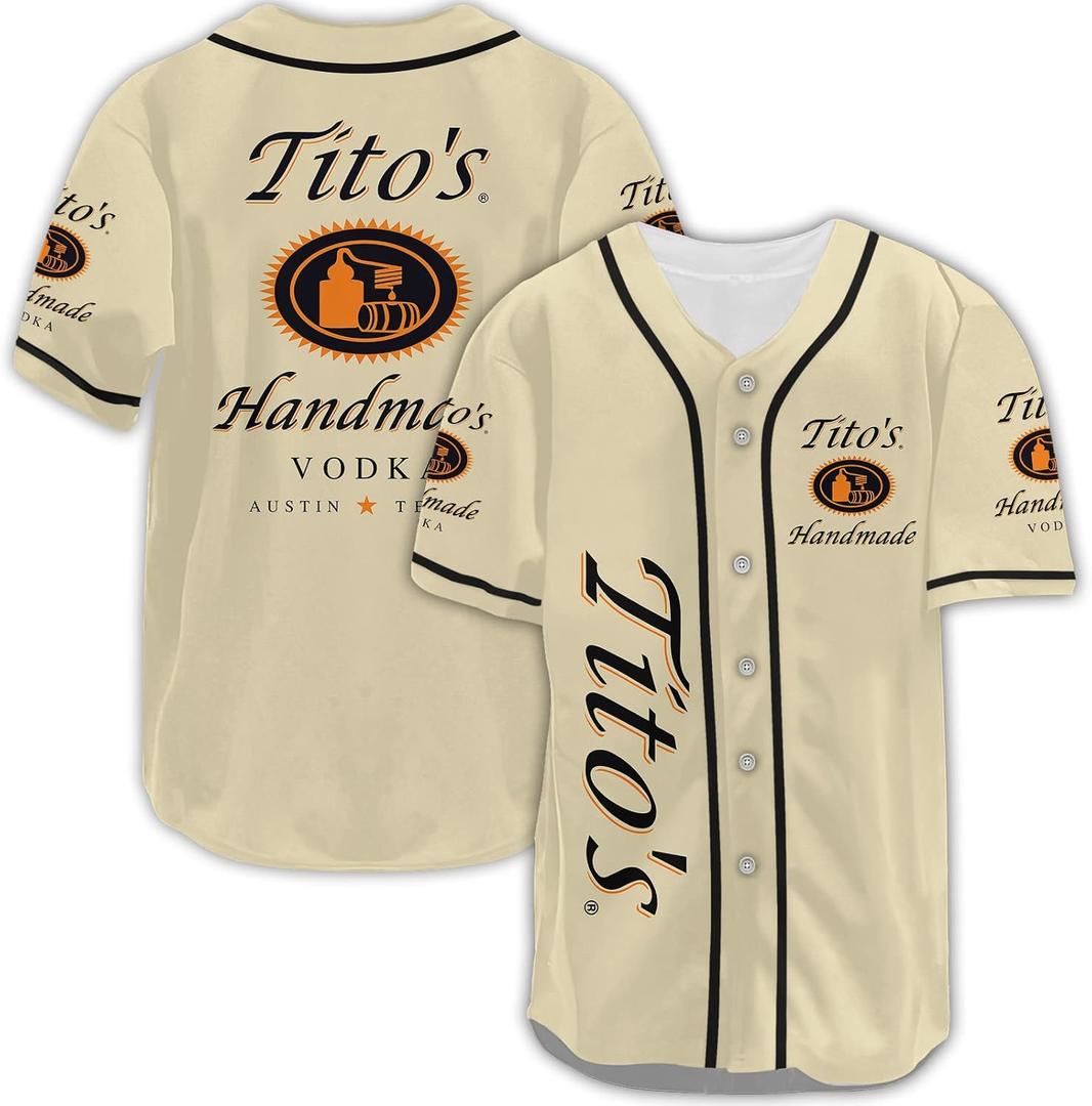 Baseball Jerseys Shirts for Men Women Whiskey Shirts Baseball Jersey (Beige, L)