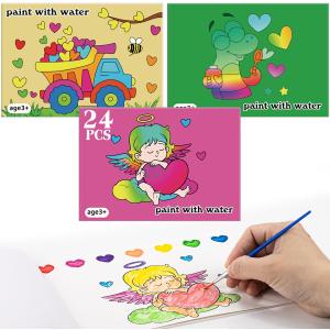 SUMERX Valentines Day Gifts for Kids, 24 Pack Watercolor Coloring Books with Valentines Day Cards, Valentines Crafts Art Supplies for Classroom Prizes School Party Favors