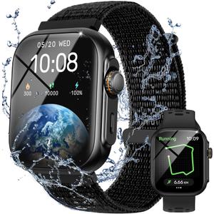 Parsonver Built-in GPS Smart Watch for Men Women with Bluetooth Calling, GPS Fitness Activity Tracker 100+ Sport Modes, Heart Rate Sleep Monitor, Waterproof Pedometer for Android & iPhone(Two Bands) (Black)
