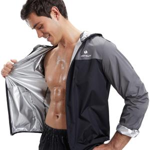 HOTSUIT Sauna Suit for Men Sweat Suits Gym Workout Exercise Sauna Jacket Pant Full Body (5X-Large, Only Gray Jacket)