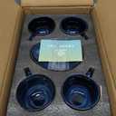 vicrays 6.5 oz Cappuccino Cups with Saucers, Set of 4, Ceramic Coffee Cup for Au Lait, Double shot, Latte, Cafe Mocha, Tea (Starry Blue)