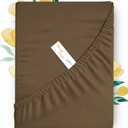 Carressa Linen 100% Cotton Queen Size Fitted Sheet Only - 800 Thread Count Queen Fitted Sheet Cotton, Luxuriously Soft, Cooling 16" Deep Pocket Sateen Weave Bottom, Luxury Hotel Quality - Brown