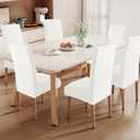 SYSLOON 100% Waterproof Chair Covers for Dining Chairs, Stretch Chair Covers Set of 4, Parson Chair Slipcovers Removable Washable Kitchen Chairs Seat Covers,Beige White