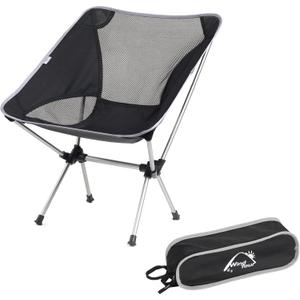 Portable Camping Chair Lightweight Foldable Outdoor Chair for Hiking Camp Backpacking Lawn Beach Fishing Picnic with Carry Bag (Silver - Ultra Light)