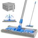 Professional Microfiber Hardwood Floor Mop, Flat Mops with 5 Pieces Reusable Washable Pads for Home and Office Wet or Dry Floor Cleaning (Sky Blue)