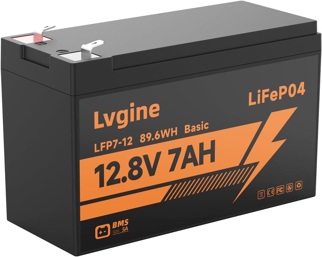 12V 7Ah LiFePO4 Battery, 2000+ Deep Cycle Lithium Iron Phosphate Rechargeable Battery for Ride on Toys, Solar/Wind Power, Small UPS, Lighting, Power Wheels, Fish Finder