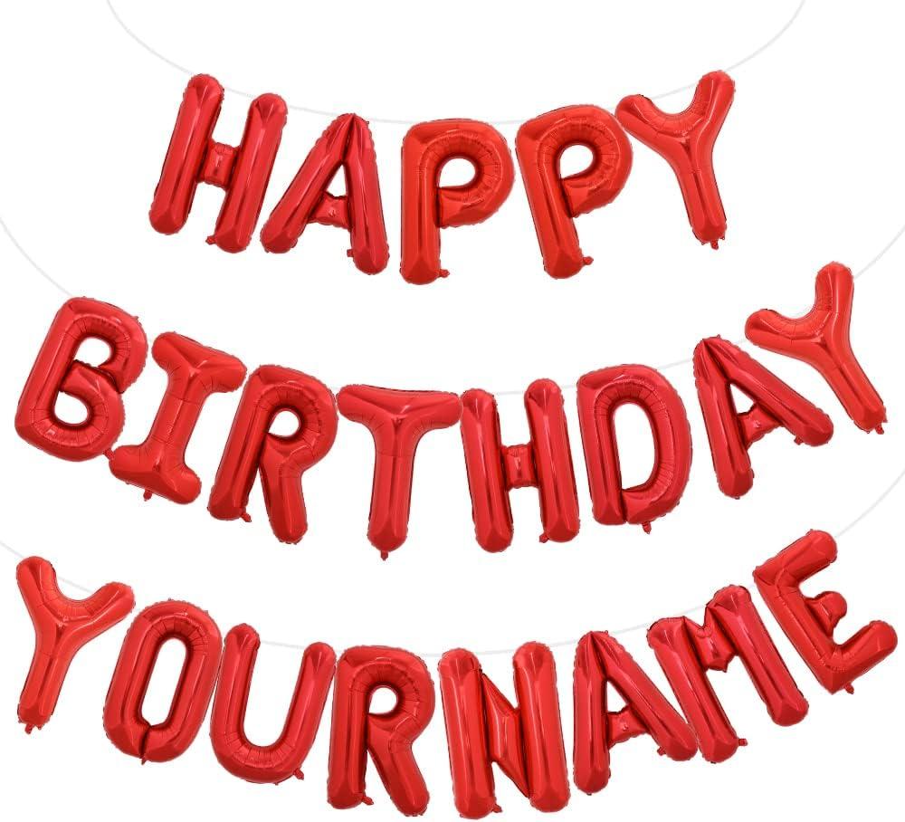 TONIFUL 65 Pcs 16 Inch Red Happy Birthday Balloons and 2 Sets A-Z Foil Letters Balloons DIY Personalized Phrase Banner for Birthday Celebration Halloween Thanksgiving Christmas Party Decorations