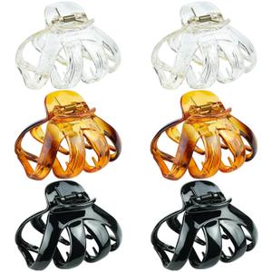 MAORULU Big Claw Hair Clips for Women and Girls, Strong Hold, 6 Packs (Black, Clear, Tortoise)