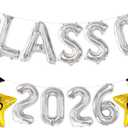 3 x Silver Class of 2026 Balloons Banner, 16 Inch Graduation Decorations Class of 2026 Balloons for High School College Graduation Party Graduation Decorations
