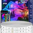 FBZ 100Ft Outdoor Waterproof LED Strip Lights,Music Sync RGB IP65 Led Lights with App Control and Remote,Color Changing Waterproof Led Rope Lights for Outdoor,Balcony,Roof,Garden,Stairs Party