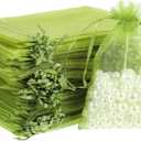 Yuanan 120 Pcs Olive Green Organza Bags, 4.7 x 3.5 Inch Mesh Gift Bags Small Drawstring Gift Bag Small Jewelry Bag Mesh Drawstring GiftsBagss Jewelry Pouches for Wedding Bridal Spring Party Favor