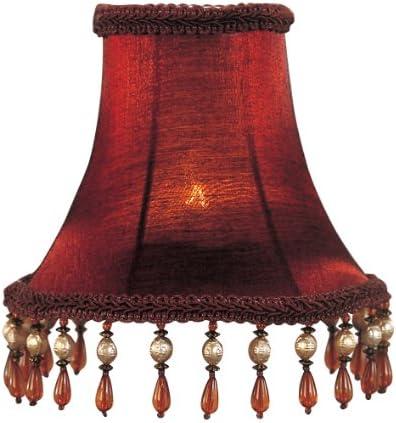 Livex Lighting S158 Bell Clip Chandelier Shade with Amber Beads, 3" x 6" x 5", Red Silk