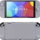 PlayVital Hard Case for Nintendo Switch 2 with Extra Stand & Thumb Grip Caps | Split Design, Dockable Protective Full-Body Shell Cover for Nintendo Switch 2 | Solid Color Series, New Hope Gray