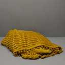 DISSA Fleece Blanket Throw Size  51x63, Yellow Soft, Plush, Fluffy, Fuzzy, Warm, Cozy Perfect for Couch, Bed, Sofa - with Pompom Fringe Flannel