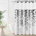 BOODII No Hook Shower Curtain with Snap in Liner Eucalyptus Shower Curtain Fabric Waterproof Liner Plants Gray Leaves Modern Shower Curtains for Bathroom Machine Washable, 72 x 75