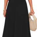 ZESICA Womens Summer Casual Sweater Midi Dress 2026 Sleeveless Square Neck Bow Straps Knit A Line Vacation Long Dresses S