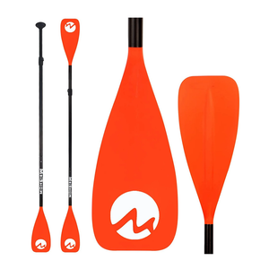 Abahub 1 x 4 Section Carbon SUP Paddle/Kayak Oar, Adjustable Stand up Paddleboard Paddles, Lightweight Carbon Shaft Black/Blue/Green/Gray/Orange/Red Plastic Blade