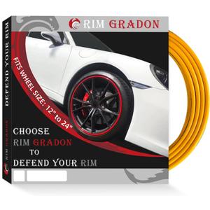 4-Pack Alloy Rim Protector for Car WheelsFits 12 to 24 Inch Wheels No-Scratch Rim Guards for Curb Rash & ScuffsAdhesive-Free Universal Fit Wheel Edge Protectors(Yellow)