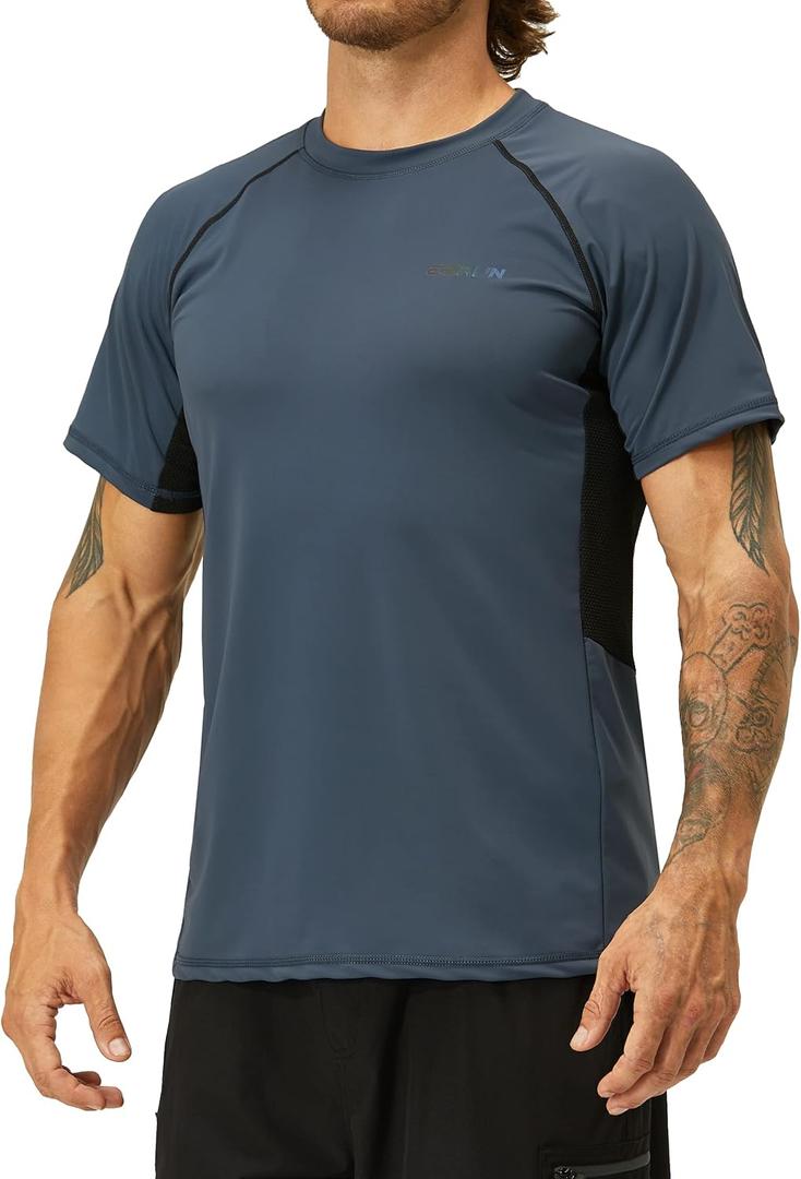 Men's Rash Guard Swim Shirts Summer UPF 50+ UV Sun Protection Quick Dry Beach Fishing Water Shirts T Shirts for Men (3X-Large, Dark Grey)