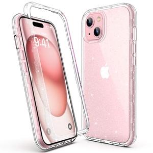 ULAK Compatible with iPhone 15 Case Glitter, Heavy Duty Dual Layer Shockproof Protection Women Bling Sparkle Protective Phone Cover for iPhone 15 6.1 inch, Clear Glitter