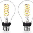 YIMILITE A21 Dimmable LED Edison Bulb 6W Equal 60 watt Natural White 4000K Clear E26 Base Vintage Spiral Filament Light Bulb for Ceiling Fan Light Bulbs and Appliance Bulb 600LM 2Pack One Missing