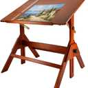 Walnut Solid Wood Adjustable Drafting Table, Art Drawing Desk