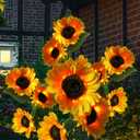 Sunflower Solar Flowers Lights - Solar Garden Lights Outdoor Waterproof, 40 Hour Solar Powered Outside Decor Decoration for Yard Patio Pathway Lawn, Birthday Gifts for Mom, 2pcs